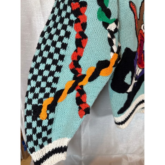 Marshall Max Hand Knitted Novelty Art Sweater Cartoon Dog Colorful Medium - Picture 2 of 8